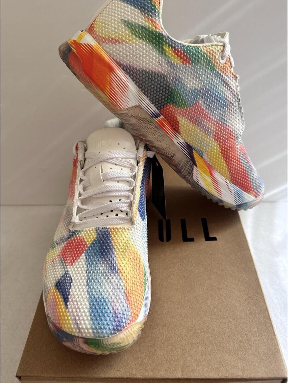 NEW NOBULL SF Trainer Low Men 6.5 Women 8 White/Graphic Multicolor Athletic Shoe